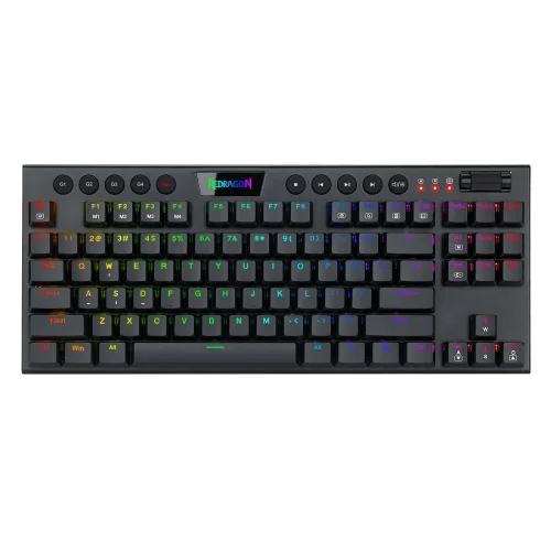 Redragon K622 Horus TKL RGB Mechanical Keyboard, Ultra-Thin Designed Wired Gaming Keyboard w/Low Profile Keycaps, Dedicated Media Control & Linear Red Switch, Pro Software Supported