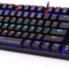 Redragon K552 Mechanical Gaming Keyboard 87 Key Rainbow LED Backlit Wired with Anti-Dust Proof Switches for Windows PC (Black Keyboard, Red Switches)