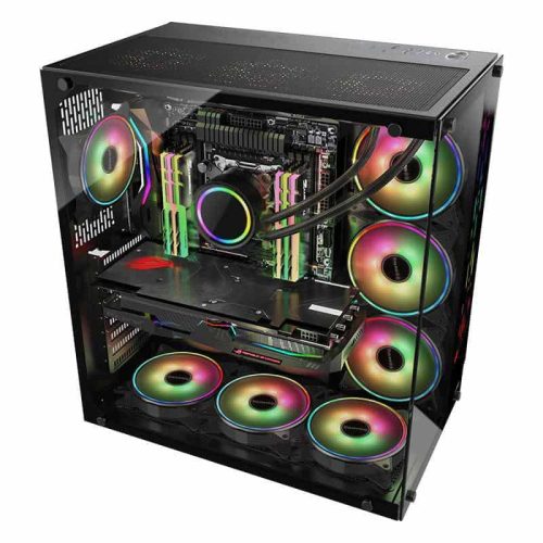 CoolMan Robin 2 Tempered Glass Best for PC Aesthetics Optimal Airflow ATX Gaming PC Case (Black)