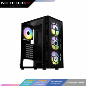 Fantech CG73 Hexa Middle Tower Case with 4x120mm Rainbow Fans- Black