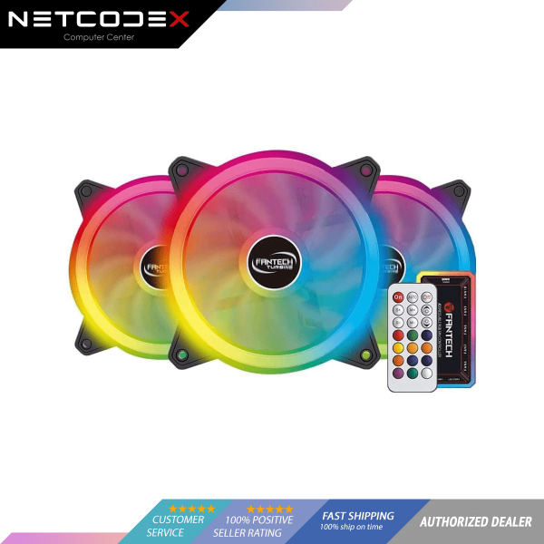Fantech FB-301 Turbine Dual Side Illuminated Addressable 3in1 RGB PC Fan with Remote Control (12cm)