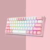 Redragon K617 Fizz 60% Wired RGB Gaming Keyboard, 61 Keys Compact Mechanical Keyboard w/White and Pink Color Keycaps Red Switch