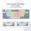 Redragon K617 Fizz 60% Wired RGB Gaming Keyboard, 61 Keys Compact Mechanical Keyboard w/White and Grey Color Keycaps Red Switch