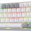 Redragon K617 Fizz 60% Wired RGB Gaming Keyboard, 61 Keys Compact Mechanical Keyboard w/White and Grey Color Keycaps Red Switch