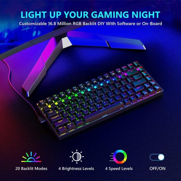 Redragon K629 PHANTOM RGB LED Backlit Mechanical Gaming Keyboard with 84 Professional Keys-Linear Red Switches