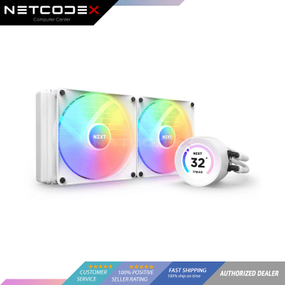 NZXT Kraken Elite RGB 280mm – RL-KR28E-W1 – RGB AIO CPU Liquid Cooler – Customizable LCD Display – 2 x F140RGB Core Fans Radiator Fans Black LGA 1700 / AM5 Compatible (White)