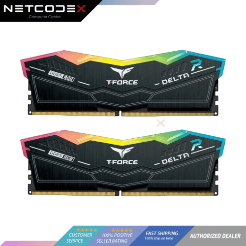 TEAMGROUP T-Force Delta RGB DDR5 Ram 32GB (2x16GB) 6400MHz PC5-51200 CL40 Desktop Memory Module Ram for 600 700 Series Chipset XMP 3.0 Ready Black -FF3D532G6400HC40BDC01