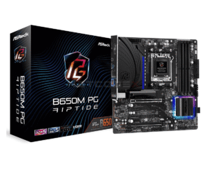 ginee_20230703234806802_0408215334.png ASRock B650M PG RIPTIDE WIFI AM5 Micro-ATX Mainboard , 4 slots DDR5, 2x PCIe 4.0 x16 Slot, Dual M.2 slots, 2.5Gb Lan, WI-FI AX, 7.1 Nahimic Audio , Rear USB3.2 Gen2X2 Type C , 12+2+1 Power Phase