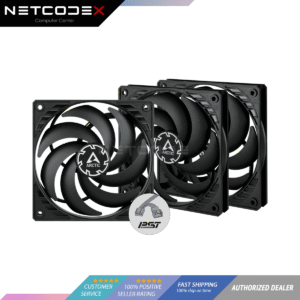 ARCTIC P12 Slim PWM PST (3 Pack) - 120 mm Case Fan with PWM Sharing Technology (PST), Pressure-optimised, Quiet Motor, Computer, Extra Slim, 300-2100 RPM - Black