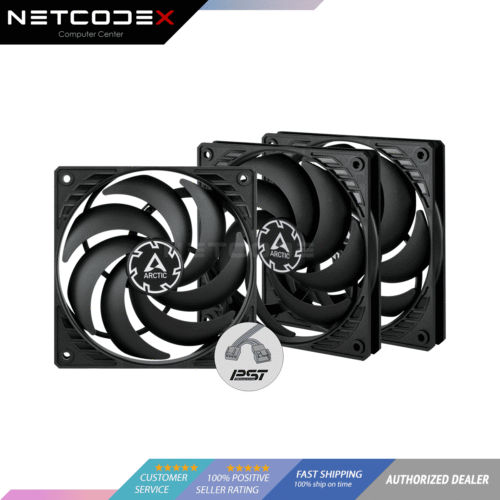 ARCTIC P12 Slim PWM PST (3 Pack) - 120 mm Case Fan with PWM Sharing Technology (PST), Pressure-optimised, Quiet Motor, Computer, Extra Slim, 300-2100 RPM - Black