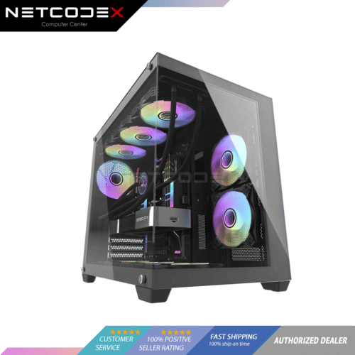 DarkFlash C285P ATX Tempered Glass Side Panel Gaming PC Case Black