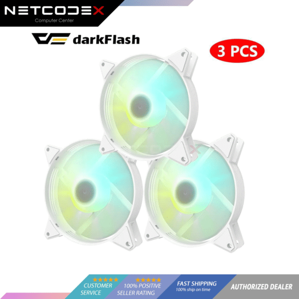 Darkflash C6 C6MS Aurora Spectrum A-RGB 3-IN-1 Cooling Fan - White (3 pack)