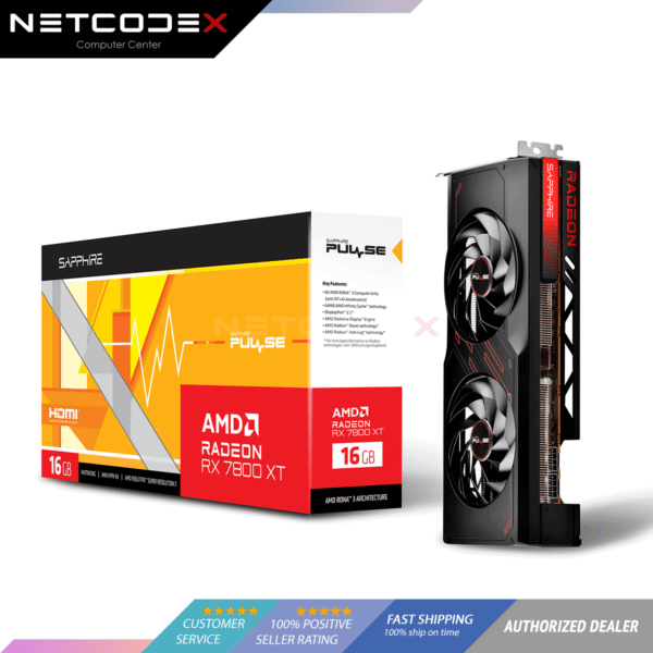 SAPPHIRE PULSE Radeon RX 7800 XT 16GB GDDR6 PCI Express 4.0 x16 ATX Video Card 11330-02-20G