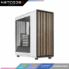 ‎Fractal Design North Chalk White Tempered Glass Clear - Wood Oak Front - Glass Side Panel - Two 140mm Aspect PWM Fans Included - Type C USB - ATX Airflow Mid Tower PC Gaming Case - FD-C-NOR1C-04