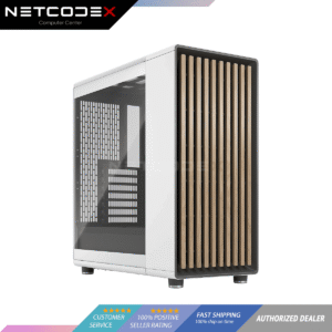 ‎Fractal Design North Chalk White Tempered Glass Clear - Wood Oak Front - Glass Side Panel - Two 140mm Aspect PWM Fans Included - Type C USB - ATX Airflow Mid Tower PC Gaming Case - FD-C-NOR1C-04