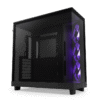 NZXT H6 Flow RGB Compact Dual-Chamber Mid-Tower Airflow Case Includes 3 x 120mm RGB Fans Panoramic Glass Panels High-Performance Airflow Panels Cable Management Black - CC-H61FB-R1