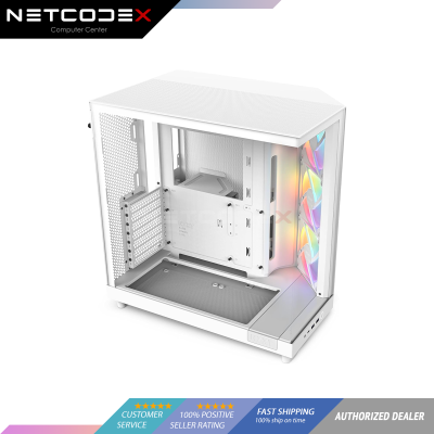 NZXT H6 Flow RGB Compact Dual-Chamber Mid-Tower Airflow Case Includes 3 x 120mm RGB Fans Panoramic G...