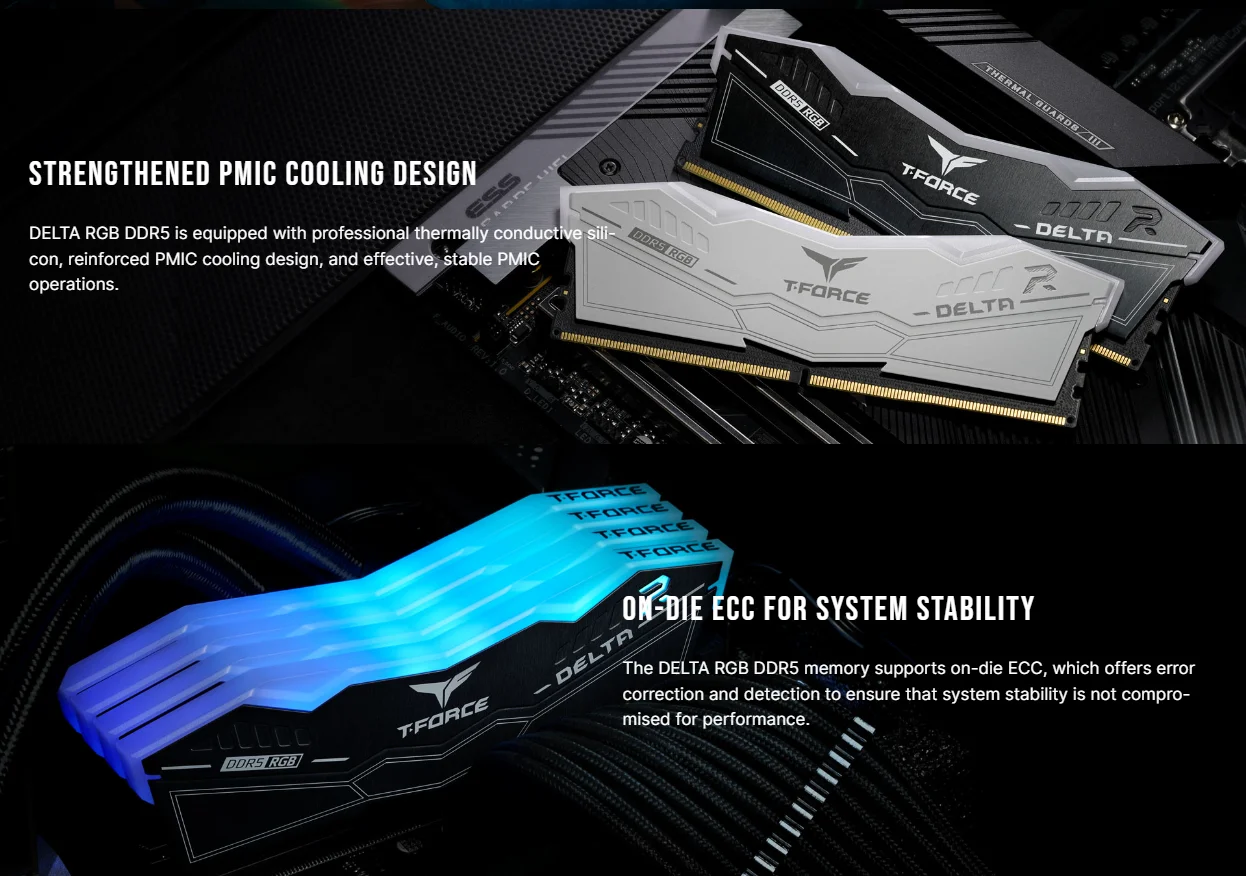 teamgroup DELTA RGB DDR5 DESKTOP MEMORY WHITE 32GB(2x16GB) 6400MHz CL32 Module Type DELTA RGB DDR5 DESKTOP MEMORY