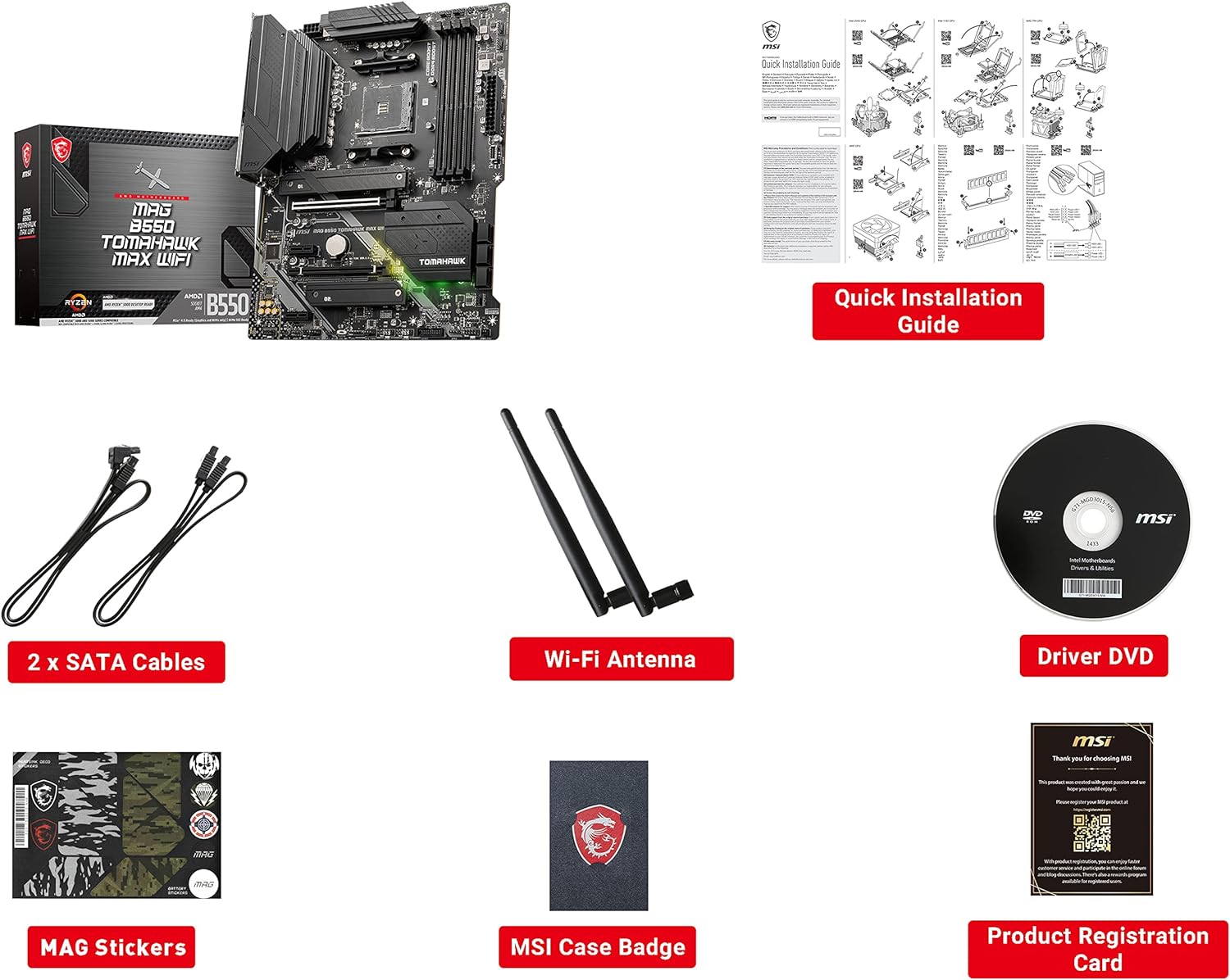 MSI MAG B550 Tomahawk MAX WiFi DDR4 AM4 Premium ATX