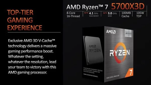AMD Ryzen 7 5700X3D 8-Core, 16-Thread Gaming Desktop Processor