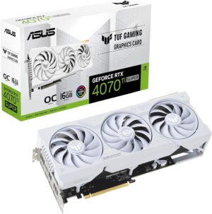 ASUS TUF Gaming GeForce RTX 4070 Ti SUPER 16GB GDDR6X White OC Edition Gaming Graphics Card TUF-RTX4070TIS-O16G-WHITE-GAMING, White