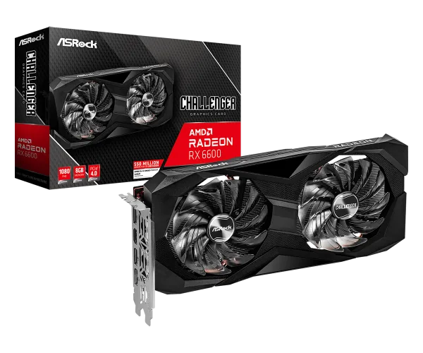 Asrock AMD Radeon RX 6600 Challenger D 8GB Graphics Card Asrock AMD Radeon RX 6600 Challenger D 8GB Black Graphics Card