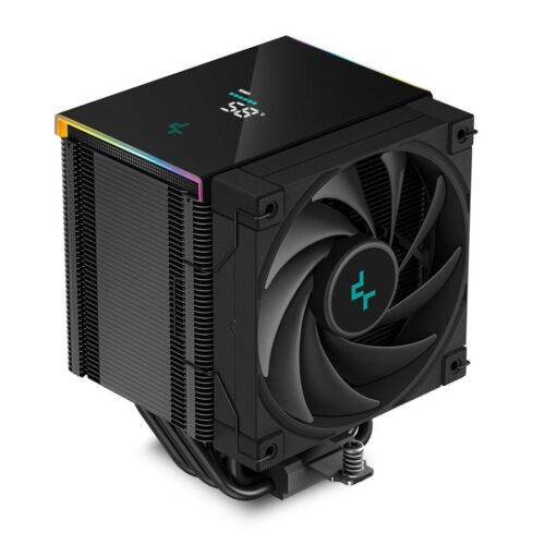DeepCool AK500 DIGITAL Air Cooler, Single Wide Tower, Real-Time CPU Status Screen, 5 Offset Copper Heat Pipes, 240W Heat Dissipation, All Black Design