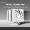 DeepCool AK620 DIGITAL WH Performance Air Cooler, Dual-Tower Layout, Real-Time CPU Status Screen, 6 Copper Heat Pipes, 260W Heat Dissipation, Twin 120mm FDB Fans, All White Design, R-AK620-WHADMN-G