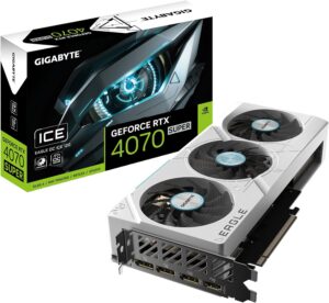 GIGABYTE GeForce RTX 4070 Super Eagle OC ICE 12G Graphics Card, 3X WINDFORCE Fans, 12GB 192-bit GDDR6X, GV-N407SEAGLEOC-ICE-12GD Video Card