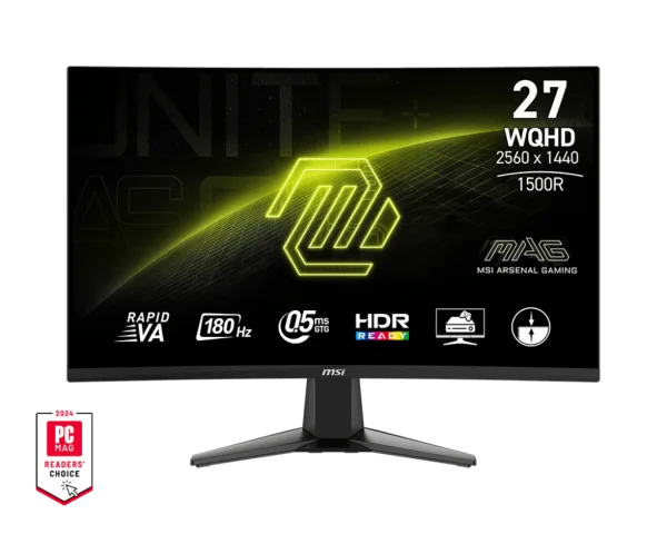 MSI MAG 27CQ6F 27" WQHD 2560x1440 180Hz 0.5ms GTG Rapid VA AMD Freesync Curved Gaming Monitor