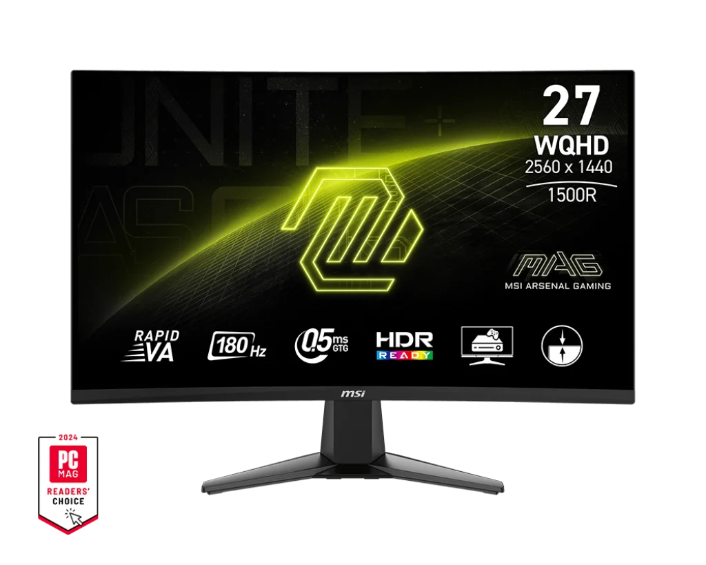 MSI MAG 27CQ6F 27" WQHD 2560x1440 180Hz 0.5ms GTG Rapid VA AMD Freesync Curved Gaming Monitor