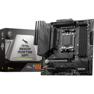MSI MAG B650M Mortar WiFi Gaming Motherboard (AMD Ryzen 8000/7000, AM5, DDR5, PCIe 4.0, M.2 Slots, SATA 6Gb/s, USB 3.2 Gen 2, HDMI/DP, Wi-Fi 6E, Bluetooth 5.3, 2.5Gbps LAN, mATX)