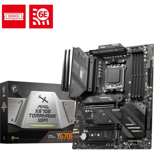 MSI MAG X670E Tomahawk WiFi Gaming Motherboard (AMD Ryzen 8000/7000, AM5, DDR5, PCIe 5.0, SATA 6Gb/s, M.2, USB 3.2 Gen 2, Wi-Fi 6E, Bluetooth 5.3, 2.5Gbps LAN, HDMI/DP, ATX)