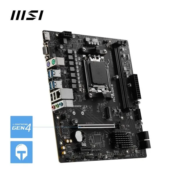 MSI PRO B650M-B Motherboard, Micro-ATX - Supports AMD Ryzen 7000 Series Processors, AM5 - DDR5 Memory Boost 6800+MHz/OC, 1 x PCIe 4.0 x16, 1 x M.2 Gen4, 2.5G LAN
