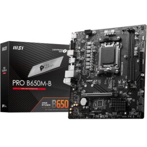 MSI PRO B650M-B Motherboard, Micro-ATX - Supports AMD Ryzen 7000 Series Processors, AM5 - DDR5 Memory Boost 6800+MHz/OC, 1 x PCIe 4.0 x16, 1 x M.2 Gen4, 2.5G LAN