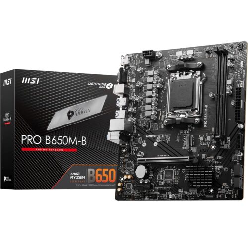 MSI PRO B650M-B Motherboard, Micro-ATX - Supports AMD Ryzen 7000 Series Processors, AM5 - DDR5 Memory Boost 6800+MHz/OC, 1 x PCIe 4.0 x16, 1 x M.2 Gen4, 2.5G LAN