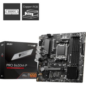 MSI PRO B650M-P ProSeries Motherboard (AMD Ryzen 8000/7000, AM5, DDR5, PCIe 4.0, M.2, SATA 6Gb/s, USB 3.2 Gen 2, HDMI/DP, 2.5Gbps LAN, mATX)