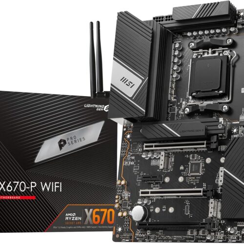 MSI PRO X670-P WiFi ProSeries Motherboard (AMD AM5, DDR5, PCIe 4.0, SATA 6Gb/s, M.2, USB 3.2 Gen 2, Wi-Fi 6E, HDMI/DP, ATX)