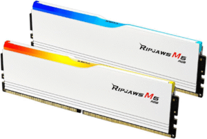 G.SKILL Ripjaws M5 RGB Series (Intel XMP 3.0) DDR5 RAM 32GB (2x16GB) 6400MT/s CL32-39-39-102 1.40V Desktop Computer Memory UDIMM - Matte White (F5-6400J3239G16GX2-RM5RW)