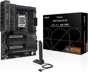 ASUS ProArt X870E CREATOR WiFi AMD AM5 X870E ATX Motherboard PCIe 5.0 x16 Slots, 16+2+2 Power Stages, DDR5, Dual USB4, 10 Gb & 2.5 Gb LAN, WiFi 7, Four M.2 Slots