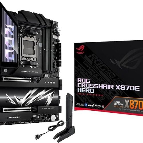 ASUS ROG Crosshair X870E Hero AMD X870E AM5 ATX Motherboard, Advanced AI PC Ready, 18+2+2 Power Stages, DDR5, PCIe® 5.0, 5X M.2, Wi-Fi 7, USB4®, AI Overclocking, Core Flex, PCIe Slot Q-Release Slim