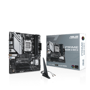 ASUS Prime B650M-A WiFi II Micro-ATX Motherboard, DDR5, PCIe 5.0 M.2 Support, 2.5Gb Ethernet, Wi-Fi 6, DisplayPort, VGA, HDMI, SATA 6 Gbps, USB 3.2 Gen 2 Ports, Front USB 3.2 Gen 1 Type-C, Arua Sync