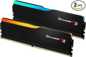 G.SKILL Ripjaws M5 RGB Series (Intel XMP 3.0) DDR5 RAM 32GB (2x16GB) 5200MT/s CL40-40-40-83 1.10V Desktop Computer Memory UDIMM - Matte Black (F5-5200J4040A16GX2-RM5RK)