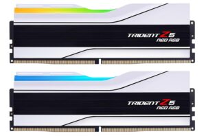 G.SKILL Trident Z5 Neo RGB Series (AMD Expo) DDR5 RAM 32GB (2x16GB) 6400MT/s CL32-39-39-102 1.40V Desktop Computer Memory UDIMM - Matte White (F5-6400J3239G16GX2-TZ5NRW)