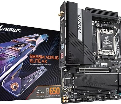 GIGABYTE B650M AORUS Elite AX AM5/ LGA 1718/ B650/ Micro-ATX/ 5-Year Warranty/ DDR5/ 2* M.2/ PCIe 5.0/ USB 3.2 Gen2X2 Type-C/Intel 2.5GbE LAN/Q-Flash Plus/EZ-Latch AMD Ryzen Motherboard)