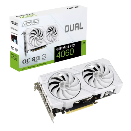 ASUS Dual GeForce RTX 4060 EVO White OC Edition 8GB GDDR6 Graphics Card - DUAL-RTX4060-O8G-EVO-WHITE