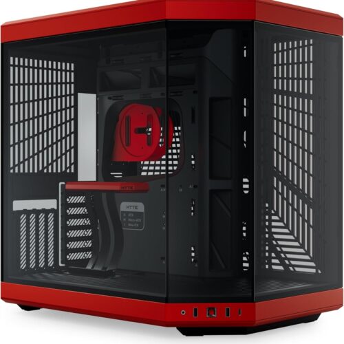HYTE Y70 Dual Chamber Panoramic TG Mid-Tower ATX Computer Gaming Case - Cherry Black/Red