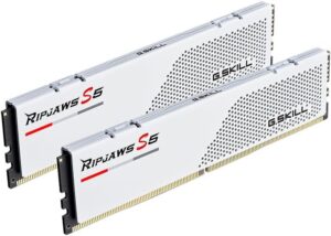 G.Skill Ripjaws S5 DDR5 RAM 6000 MT/s CL30 1.40V Intel XMP 64GB (2x32GB) White Desktop Memory - F5-6000J3040G32GX2-RS5W