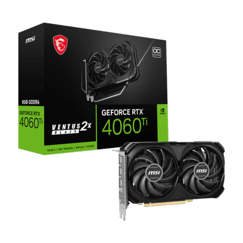 MSI Nvidia Geforce RTX 4060 Ti Ventus 2X Black 8G OC 128-bit 8GB GDDR6 Graphics Card