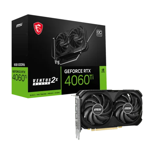 MSI Nvidia Geforce RTX 4060 Ti Ventus 2X Black 8G OC 128-bit 8GB GDDR6 Graphics Card